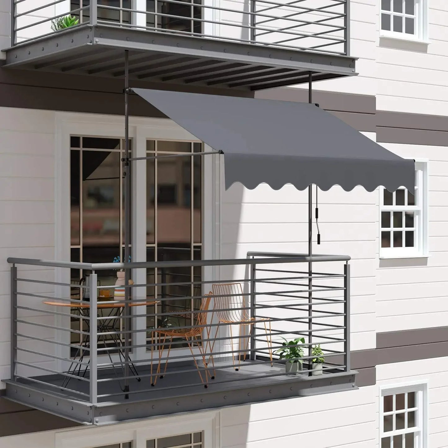 Retractable Balcony Patio Awning UV50 Sun Shade With Crank