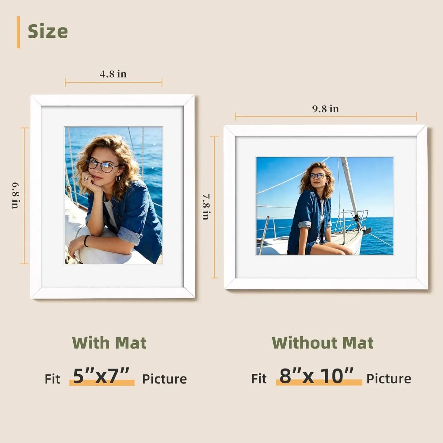 Set Of 6 White 8x10 Picture Frames With Mat For 5x7 Photos Durable And Versatile
