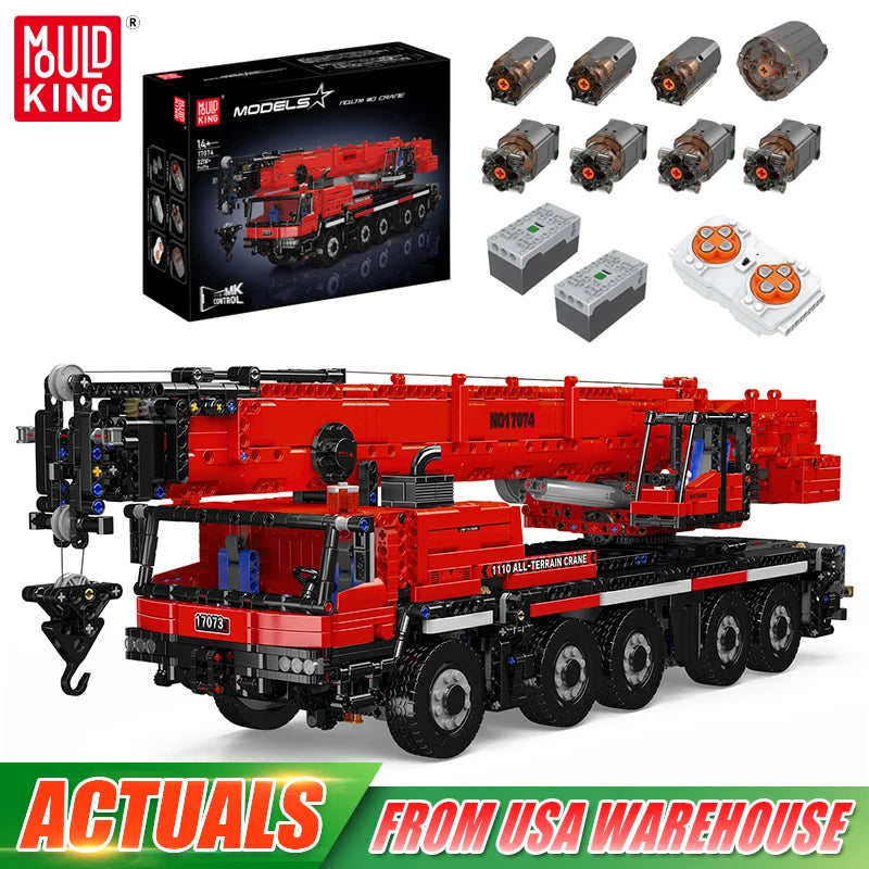 Mould King 17073 17074 RC LTM 1110 Crane Building Block Truck Brick Set