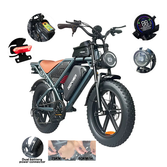 1000W 48V 60AH Adult Electric Mountain Bike 20 Inch Fat Tire Off Road Bicycle Max Speed 55KMH