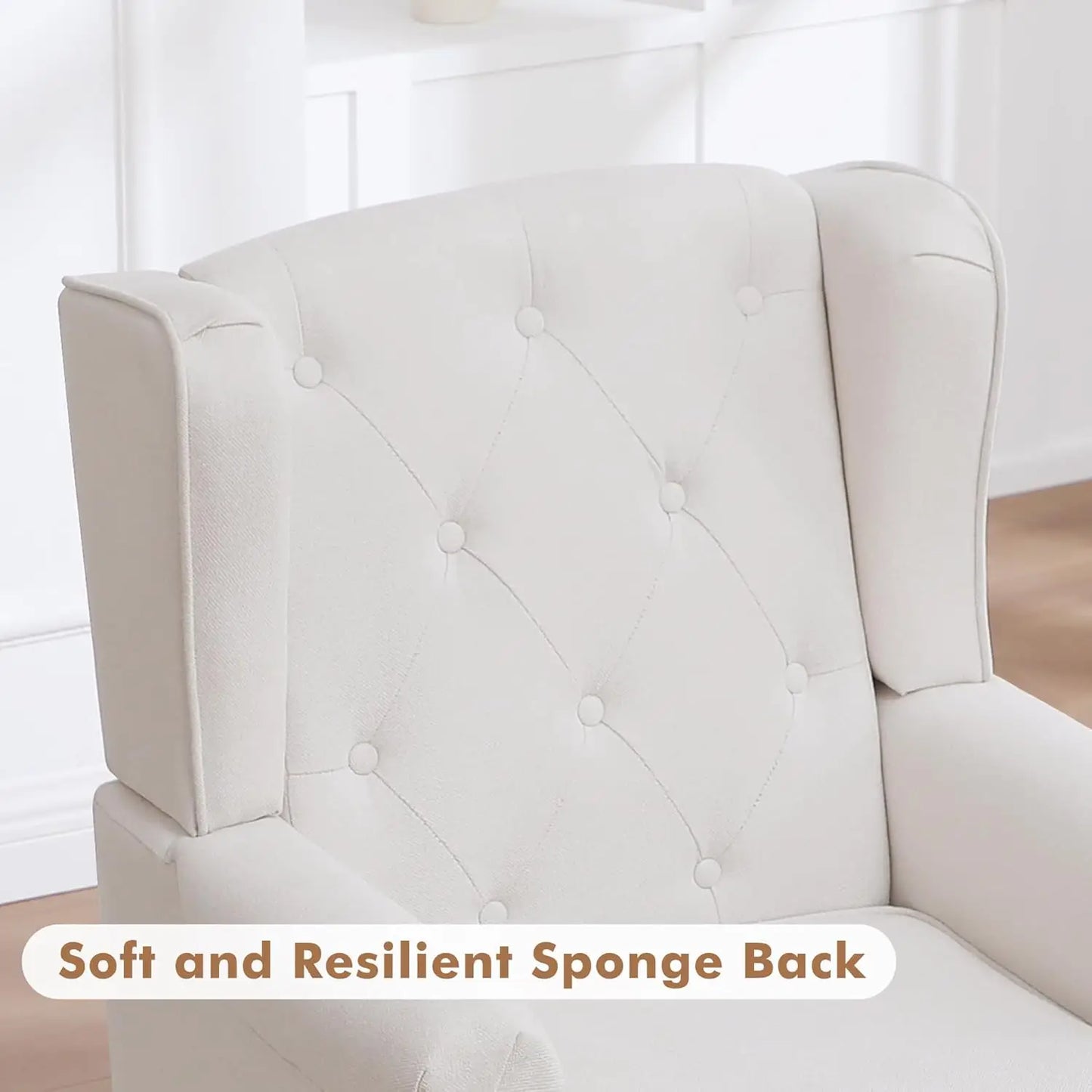 Accent Chair Set Of 2 Mid Century Modern Fabric Wingback Chairs With High Back