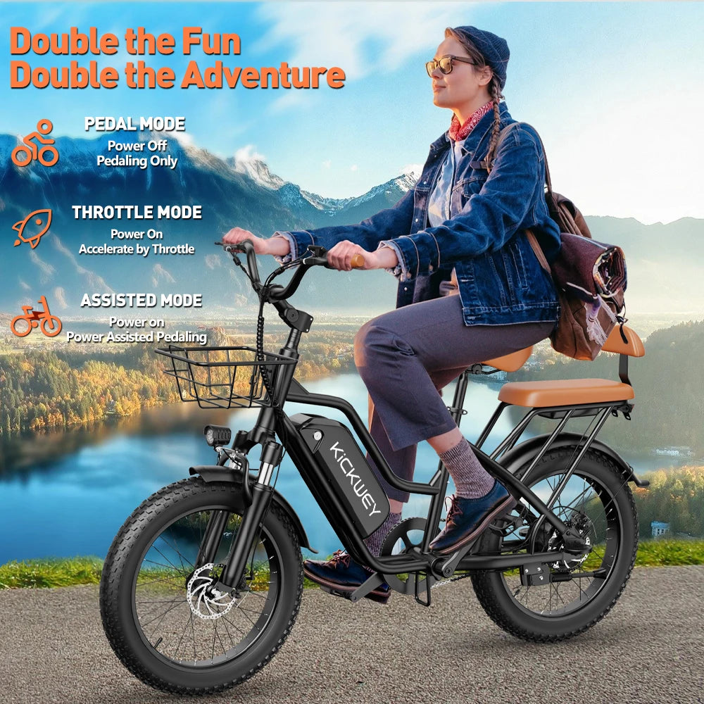 Electric Bike for Adults 20 Inch 1500W Peak Ebike Up to 50 Miles 32MPH Electric Mountain Bike with 48V 20AH Removable Battery