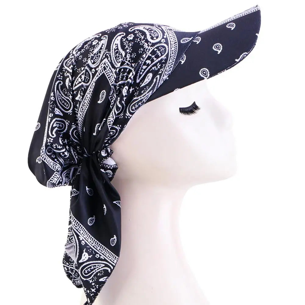 Unisex UV Protection Paisley Print Sun Shade Hat With Wide Brim Turban Visor