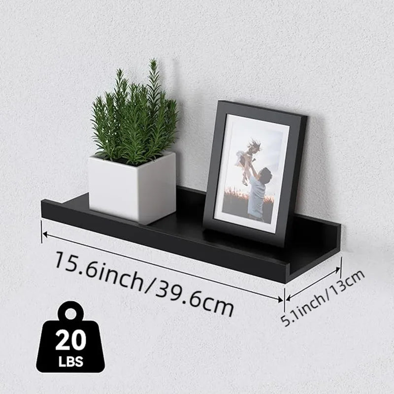 Six Piece Wall Hanging TV Partition Wood Stand Black