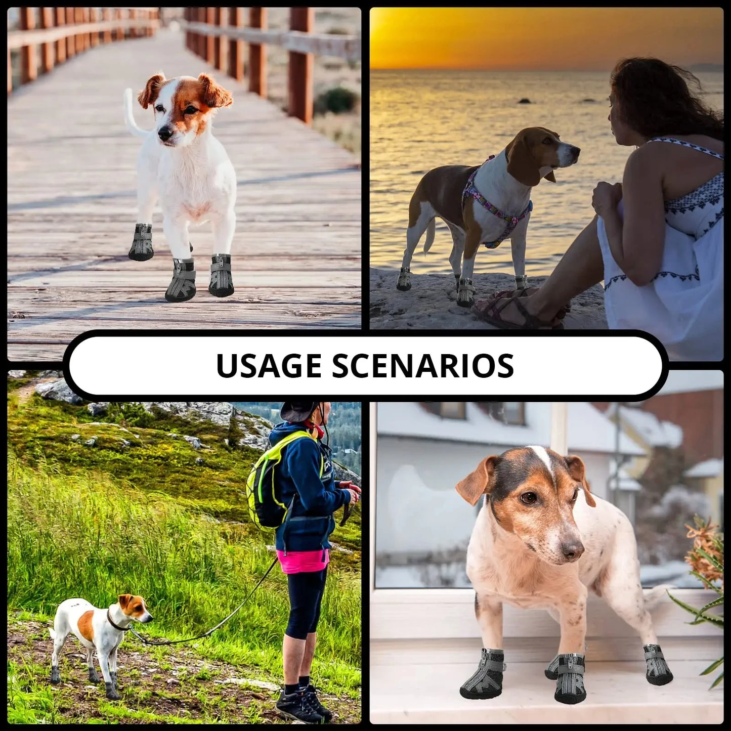 Waterproof Summer Dog Shoes 4 Pack Anti Slip Rain Booties For Small Pets