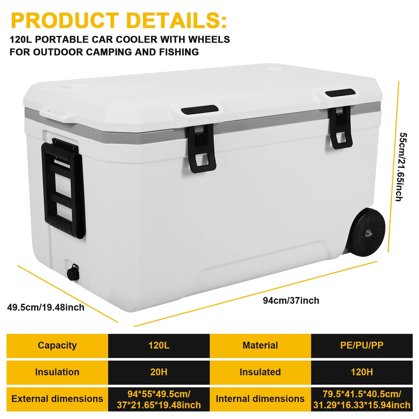 120L Insulated Wheeled Rotomolded Cooler Large Capacity For Beach Picnics