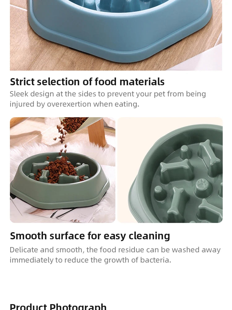 Pet Slow Feeder Bowl Anti Choking Plastic Dish For Small Dogs