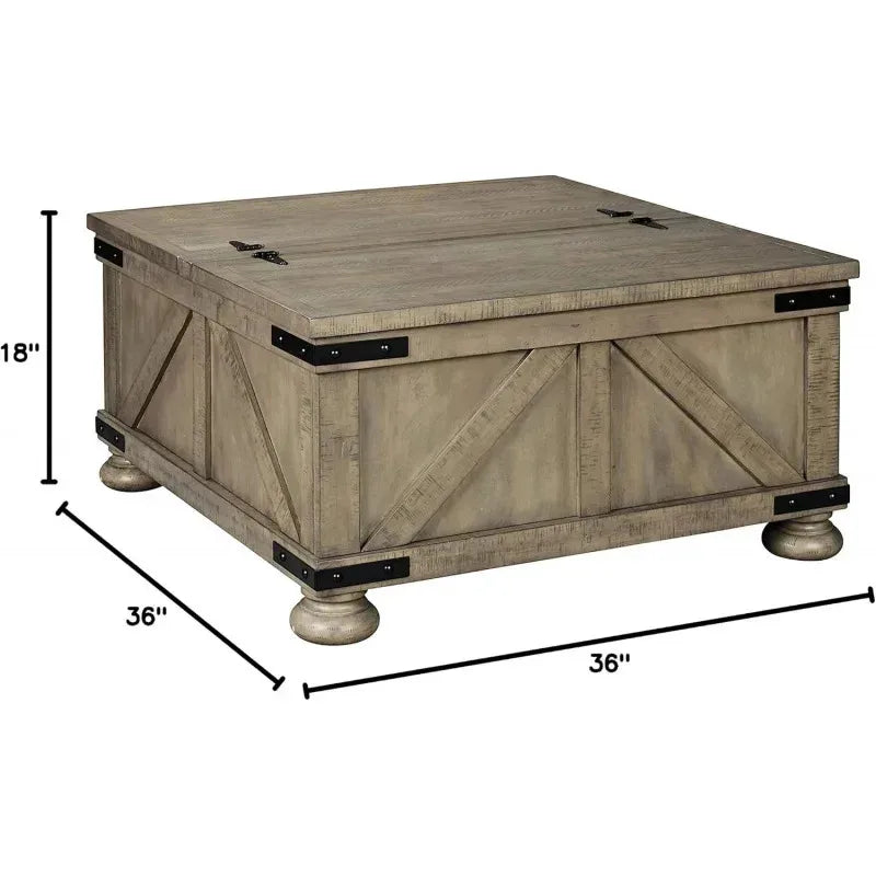 Farmhouse Coffee Table Lift Top Storage Grayish Brown