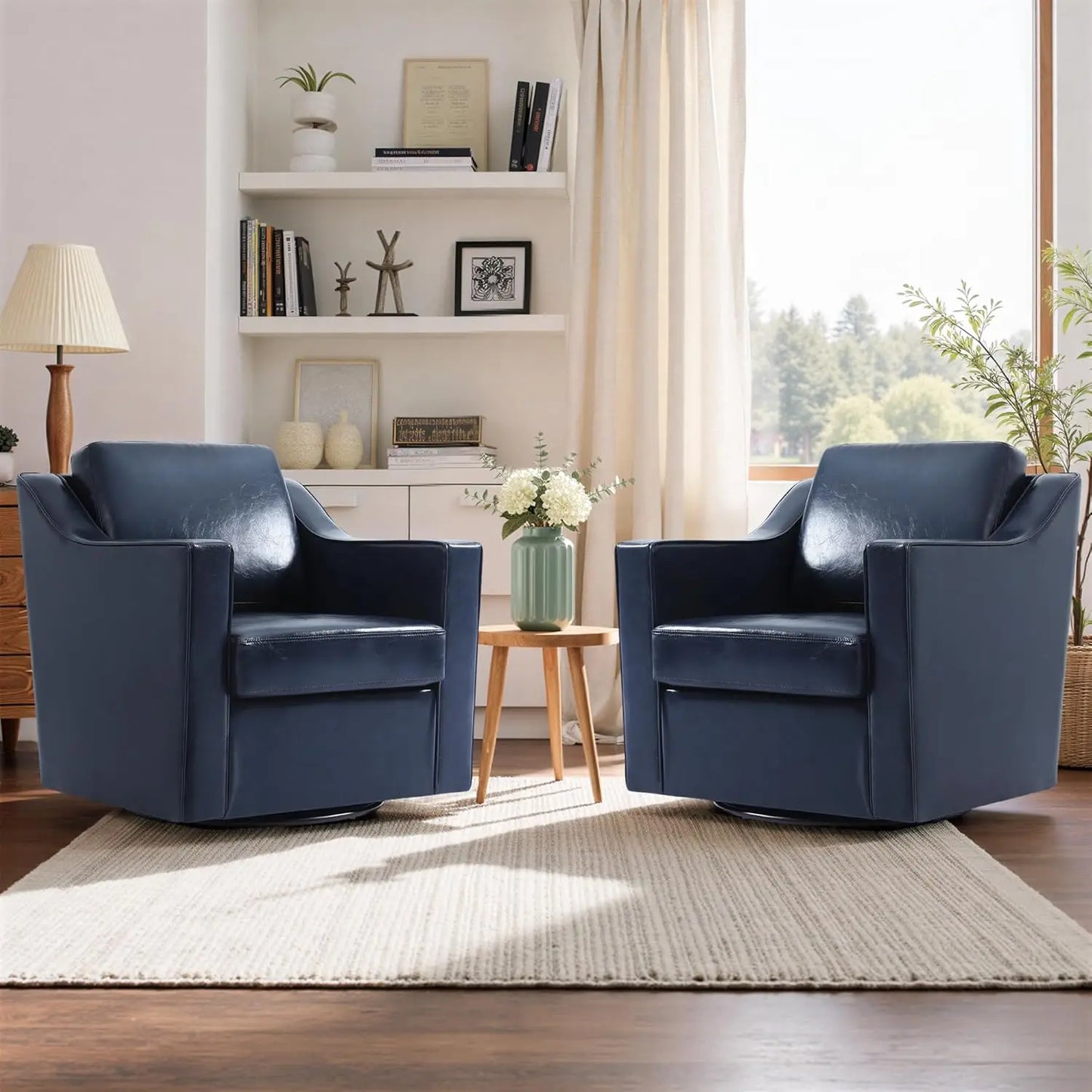 Two Seat Round Barrel Arm Chair Textile With Metal Frame And Adjustable Height
