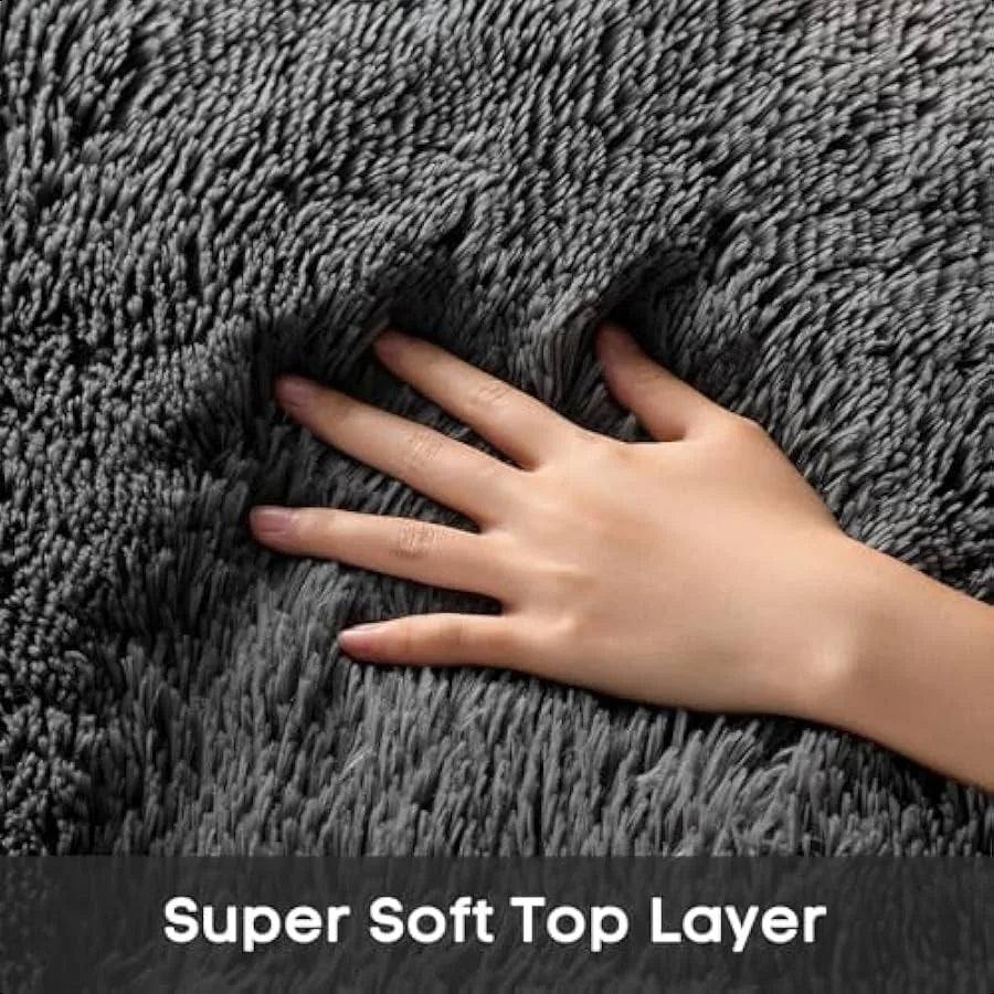 Upgrade 2x6 Runner Rugs for Bedroom Grey Fluffy Shaggy Soft Area Rug Gray Non Slip Indoor Floor Carpet for Living Room and Baby Boys