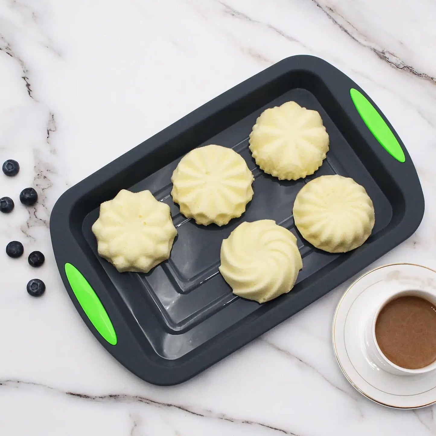 41 Piece Silicone Baking Set with 5 Molds and 36 Liners Flexible Non Stick Oven and Dishwasher Safe for Cakes Muffins and Donuts