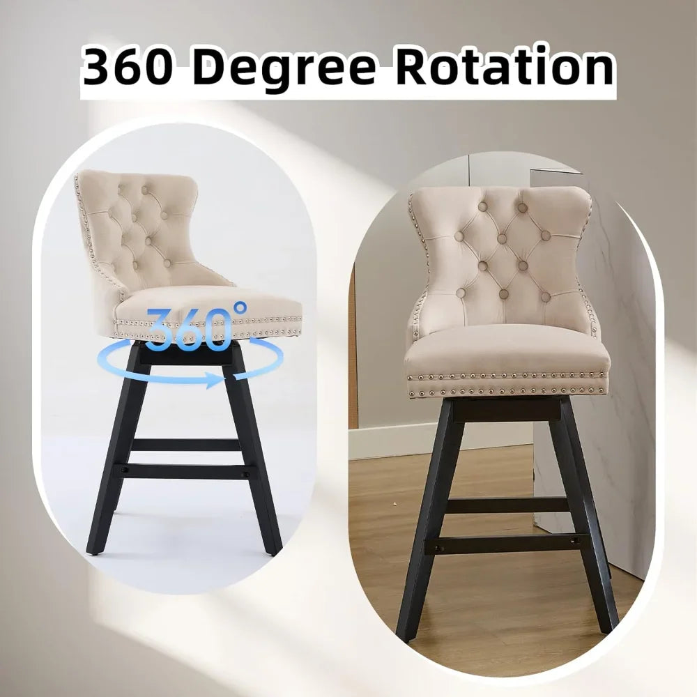 Modern Velvet Counter Height Bar Stools Set Of 2 With Back
