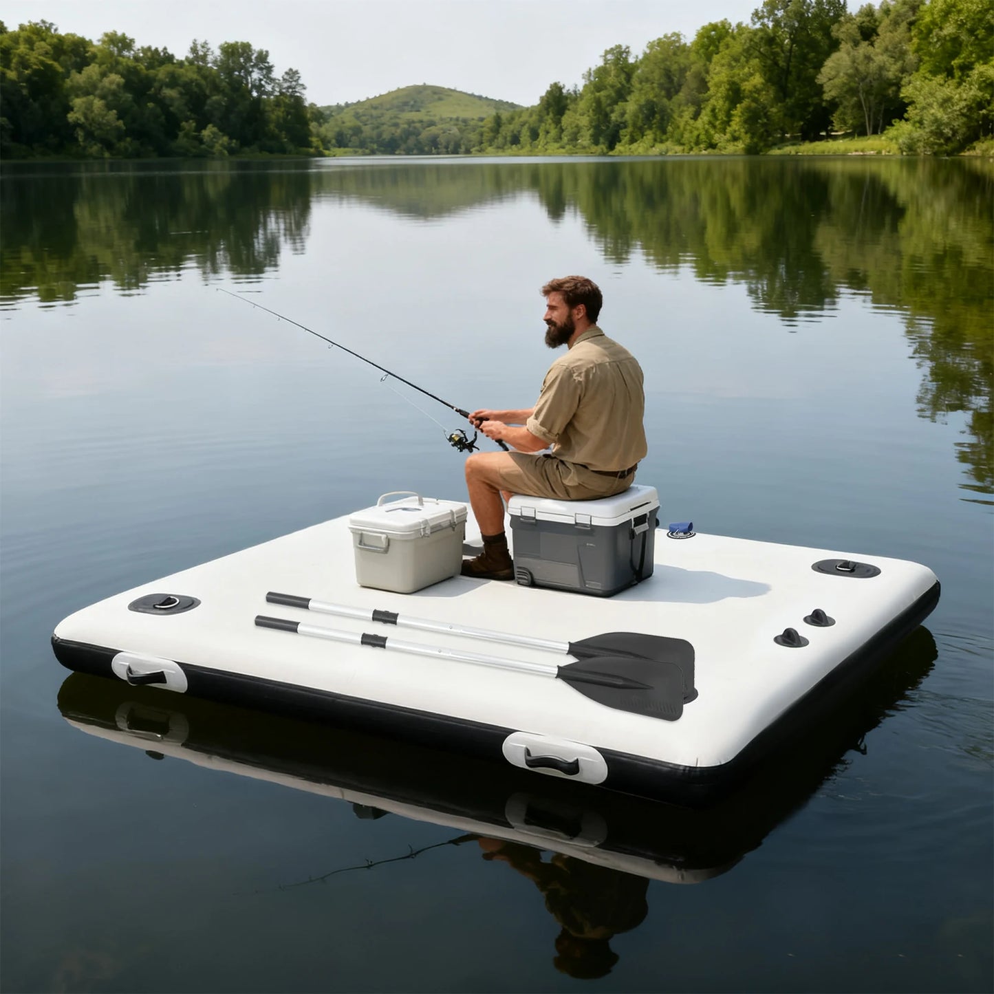 Portable Inflatable Floating Platform For Water Play 2m x 1.5m Raft