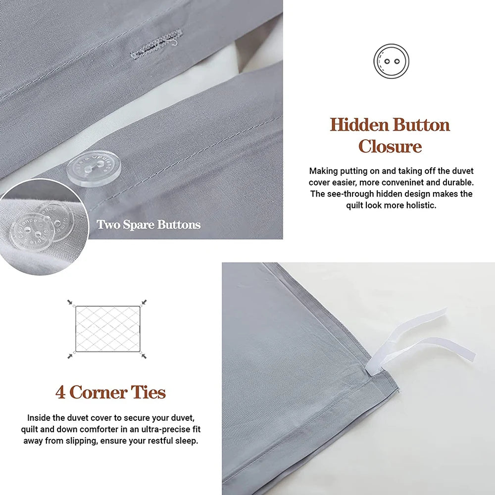 Simple And Opulence 100 Percent Cotton Duvet Cover Set 3 Piece Shams Bed Sheet