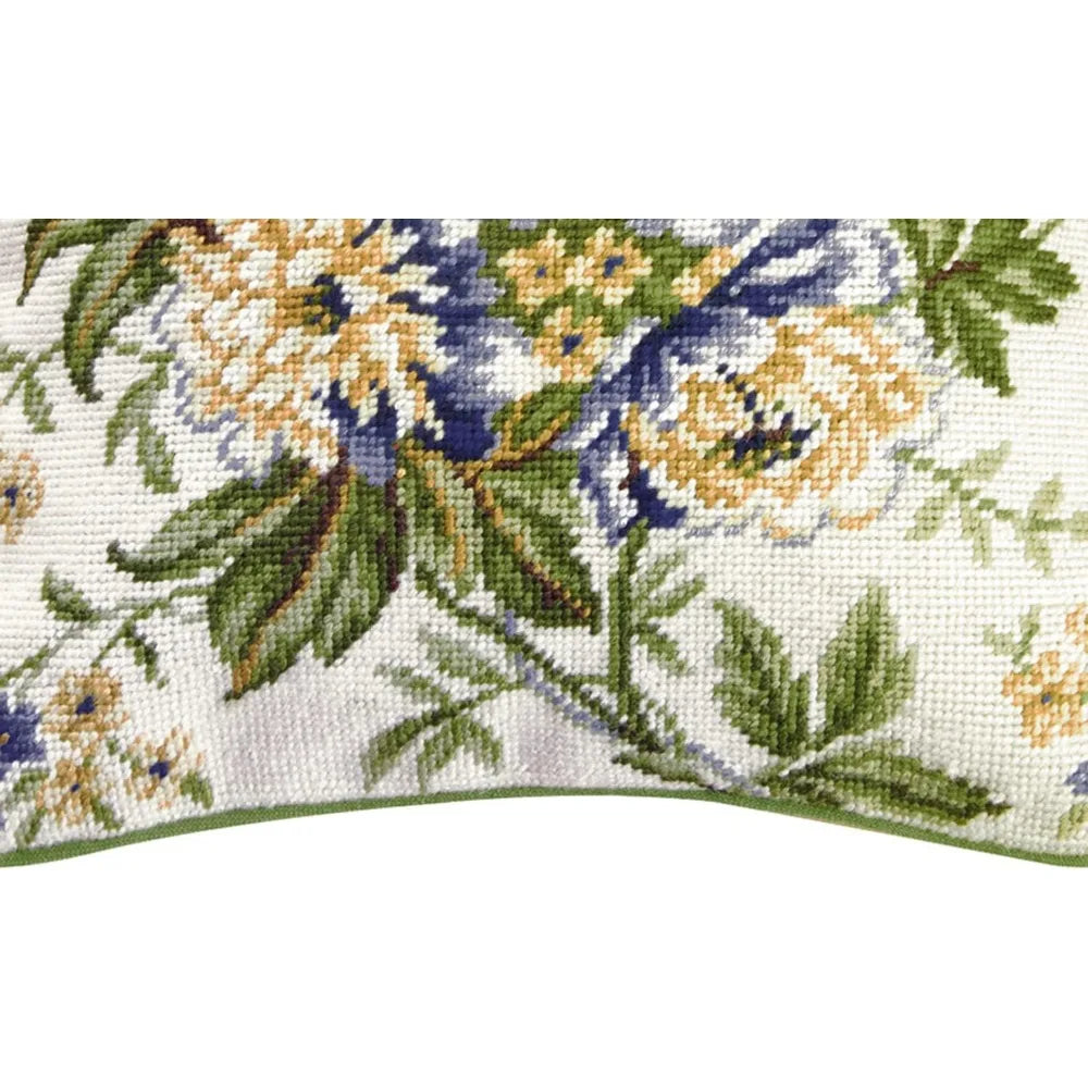 C F Home Blue Brianna Needlepoint Pillow 14 Inch x 14 Inch Blue 100 Percent Cotton Microfiber Filling