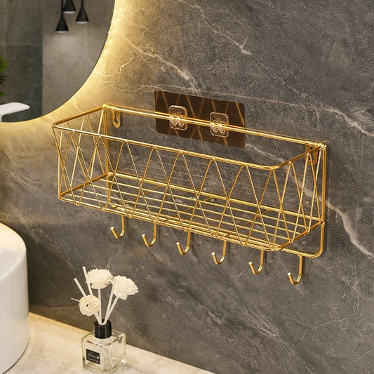 Metal Wall Mounted Basket Organizer Large Capacity Bathroom