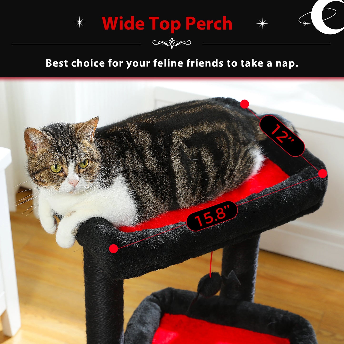 Double Tier Cat Tree Tower With Cozy Condo And Wide Perch For 1 To 2 Indoor Cats