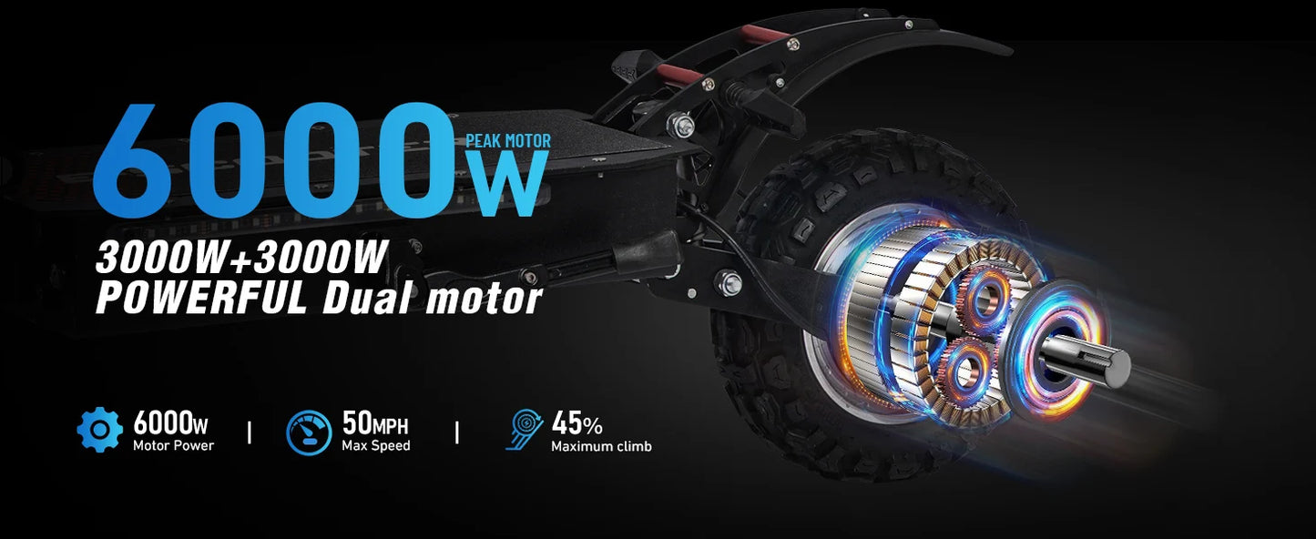 6000W High Power Electric Scooter Offroad Foldable 60V 38Ah