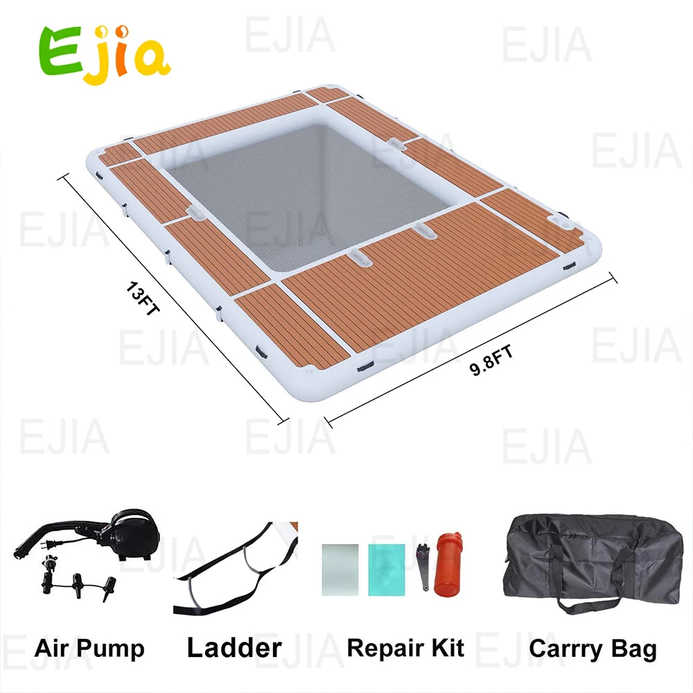 13 Ft Inflatable Pool Float Platform With Non Slip EVA Surface For Yacht Boat