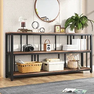 Tribesigns Long Console Sofa Table 70.89 Inch 3 Tier Rustic