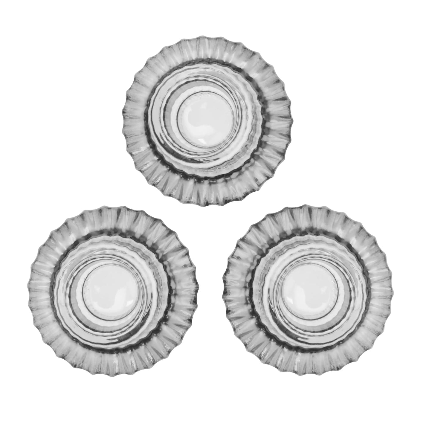 Clear Glass Ribbed Tealight Candle Holders Set Of 3