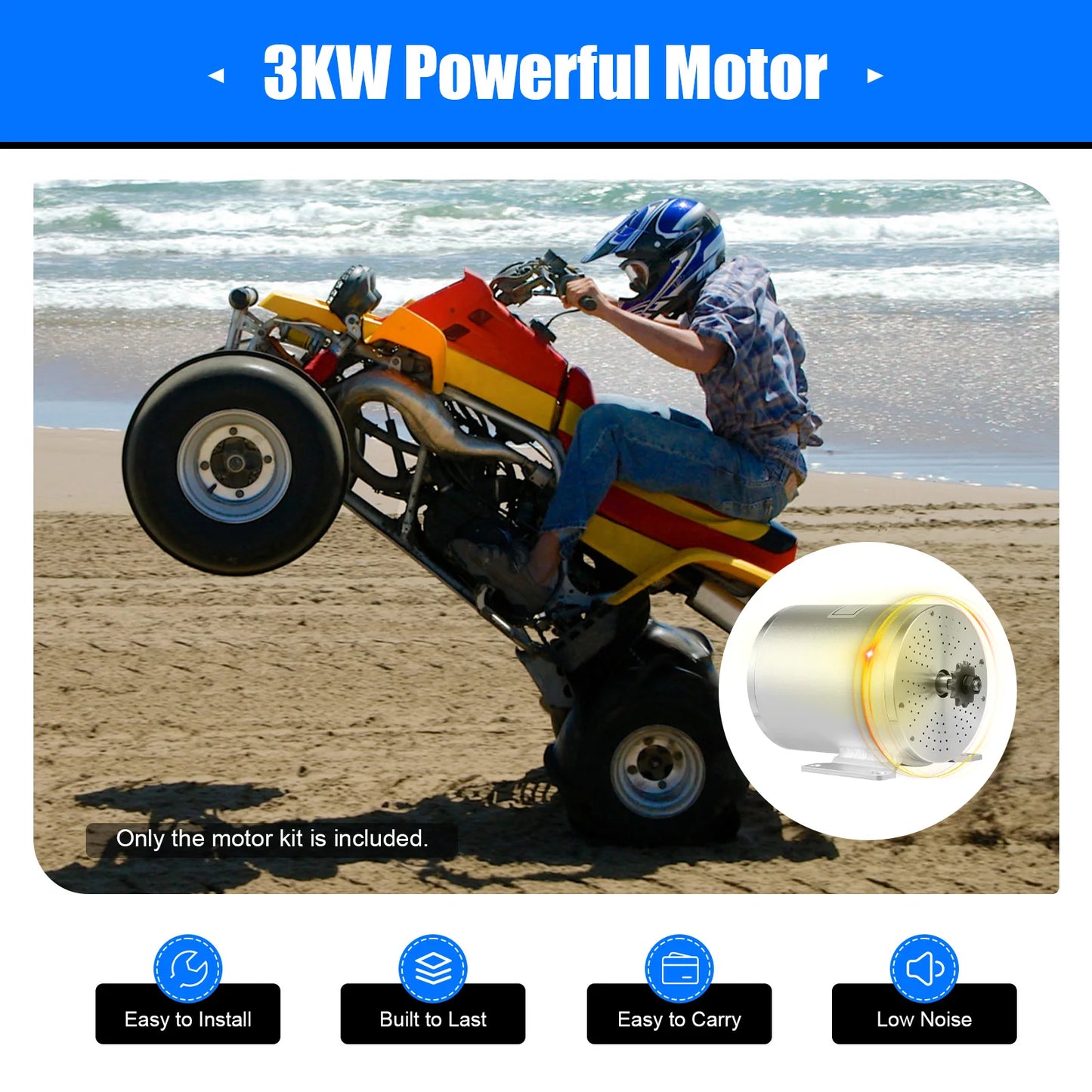3KW Brushless Motor Kit for 48-72V E-Bike and E-Scooter