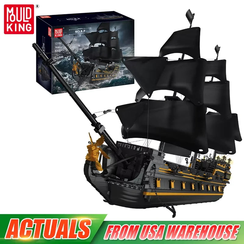 Mould King 13186 Pirate Ship Building Block Set The Big Black Pearl Kids Gift