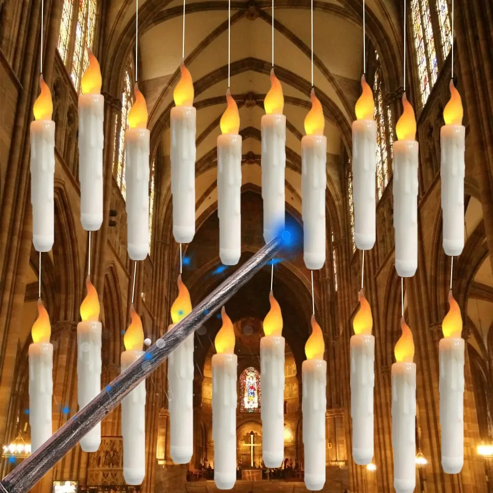 Floating LED Candles With Wand Remote Flameless Decor