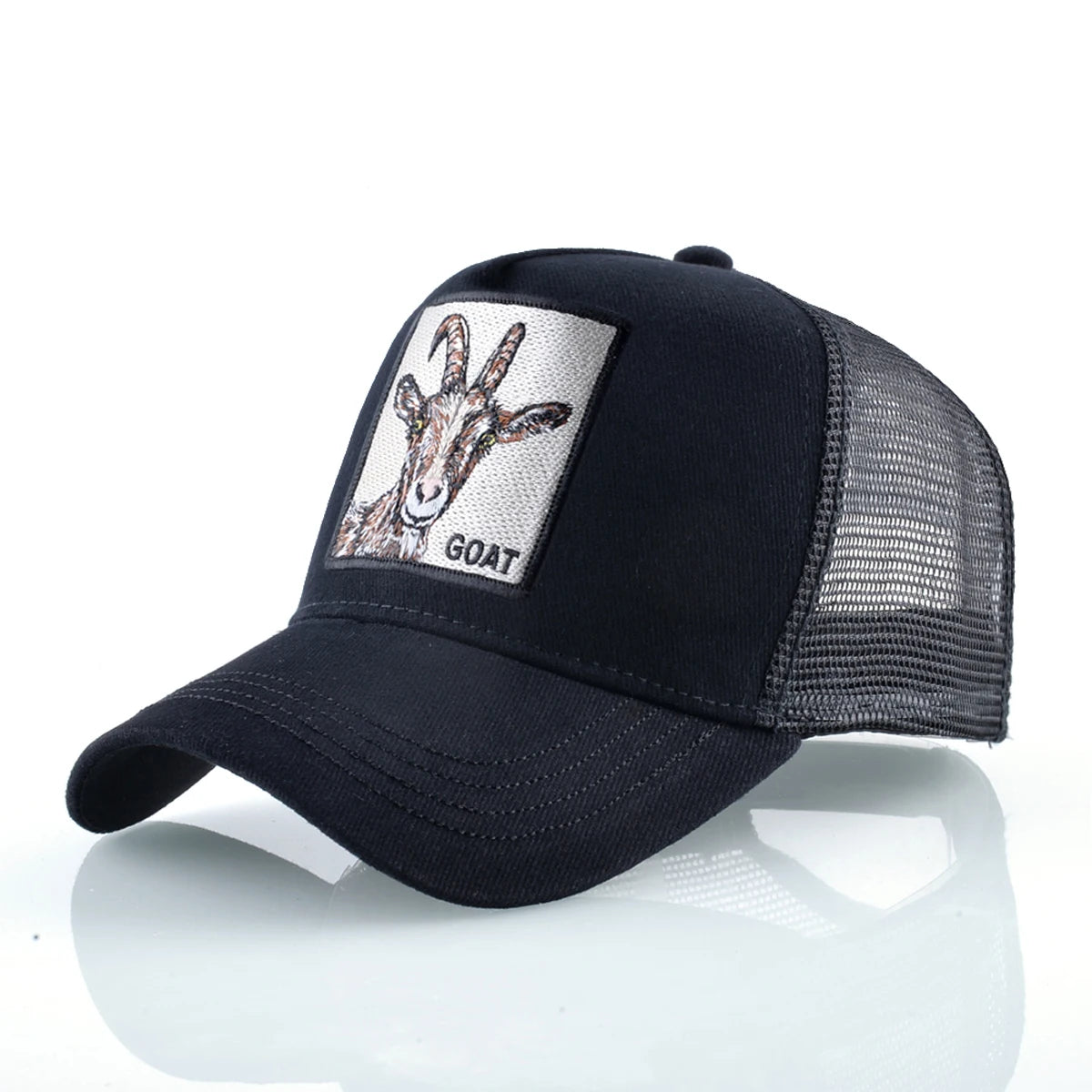 Unisex Embroidered Goat Patch Trucker Cap Four Seasons Snapback Baseball Hat