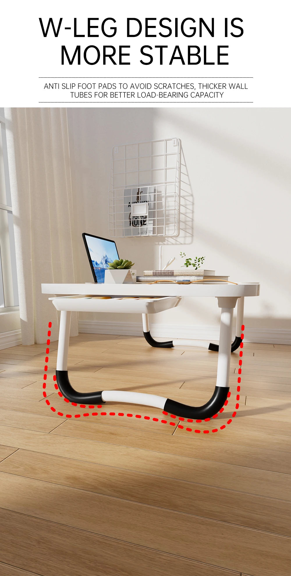 Foldable Portable Laptop Desk With USB Light And Cup Holder