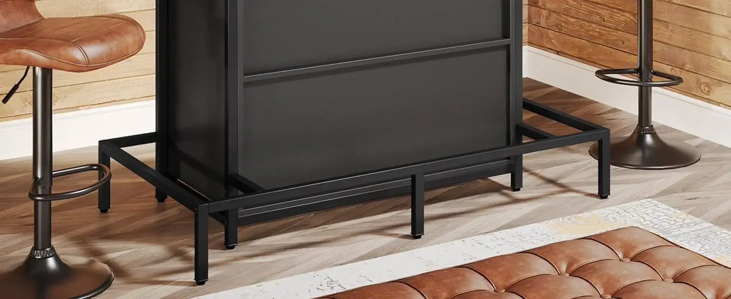 Tribesigns Home Bar Cabinet With Footrest And Stemware Rack