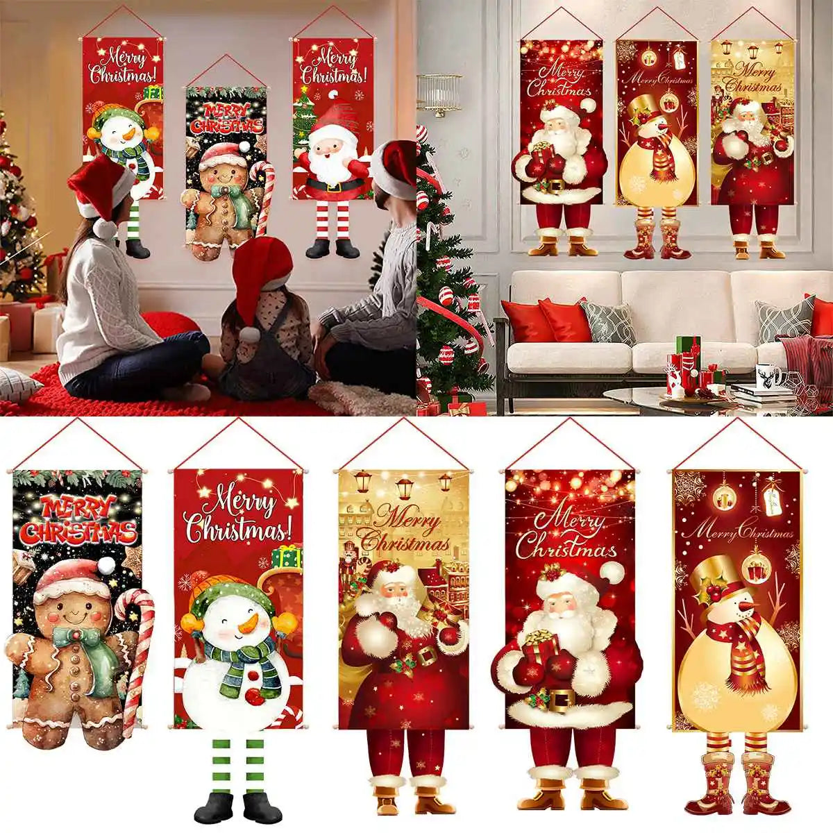 2025 Christmas Hanging Flag Banner For Door Decorations