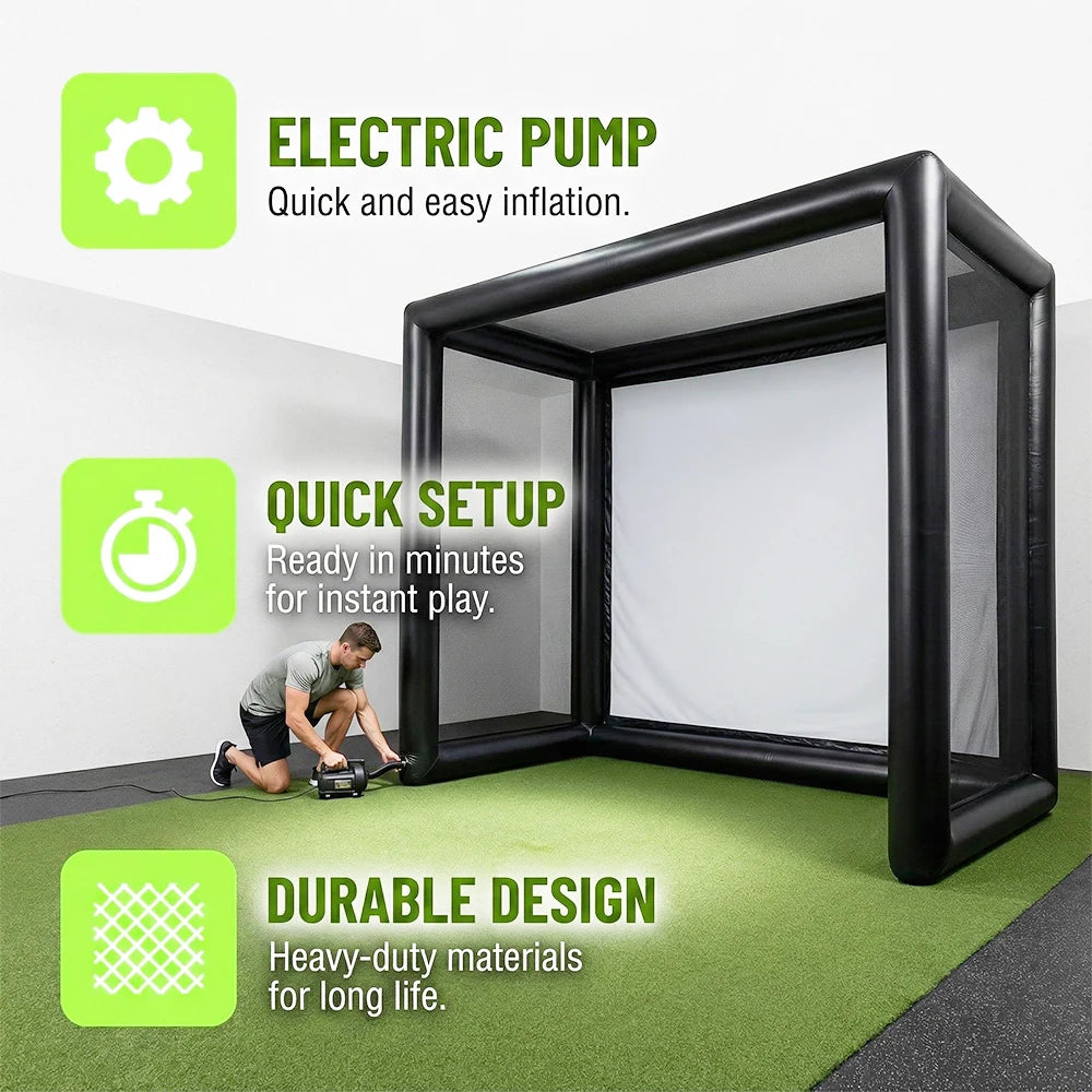 Portable Inflatable Golf Simulator Enclosure With Projection Screen