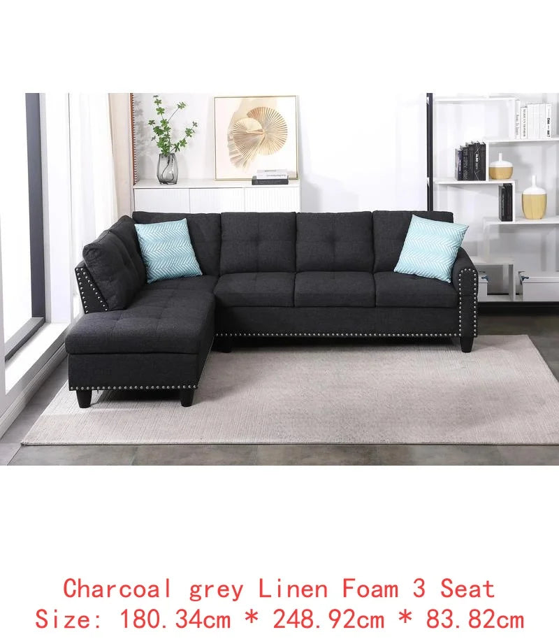 2 Piece Faux Leather Sectional Sofa Modern Morocco Living Room Set