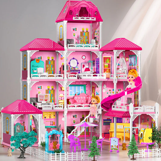 Pretend Play Villa Doll House 12 Rooms With 2 Dolls Gifts