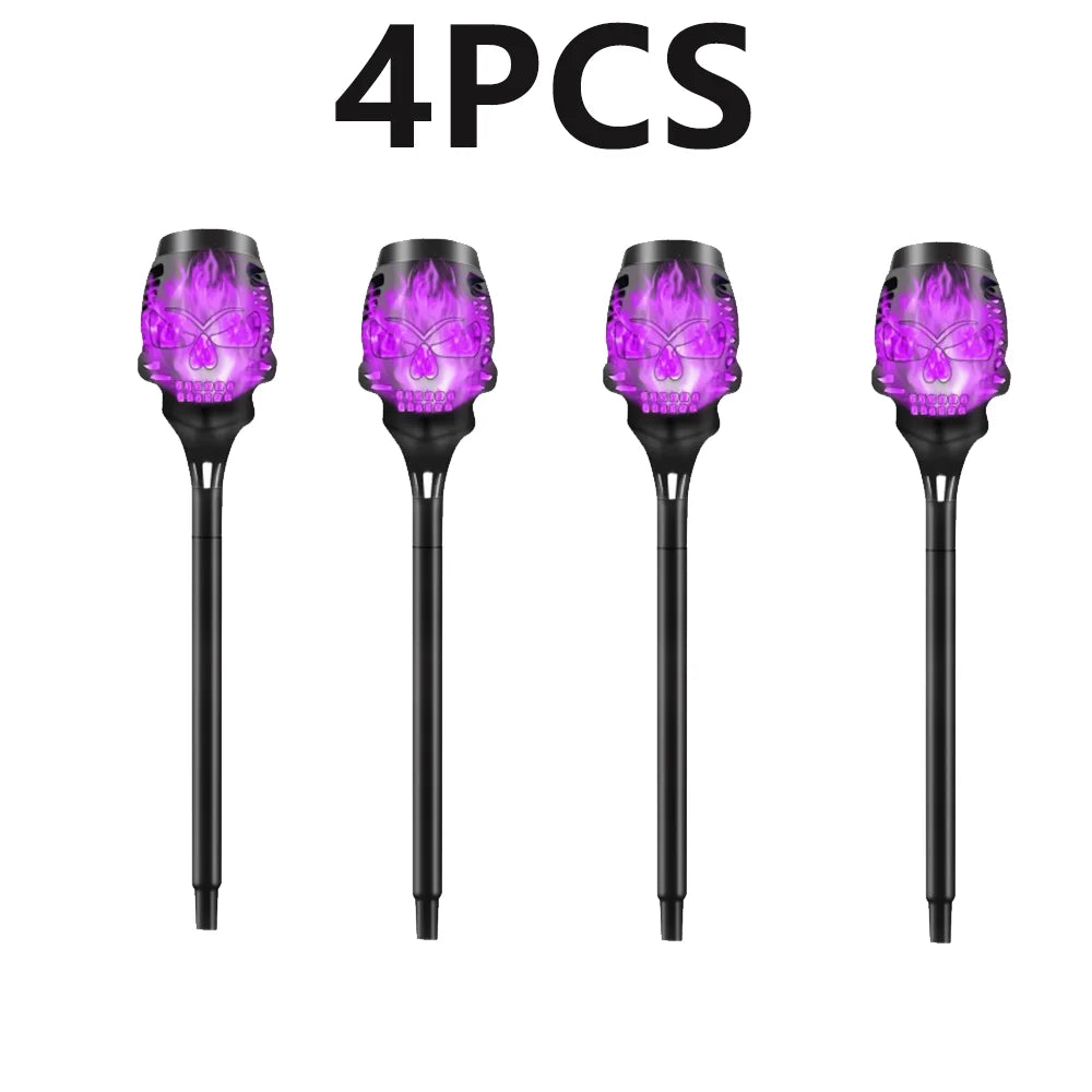 4 Pack Skull Shaped Solar Powered Night Lights For Garden