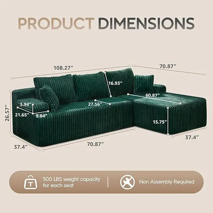 Modular Sectional Sofa L Shaped Memory Foam Living Room