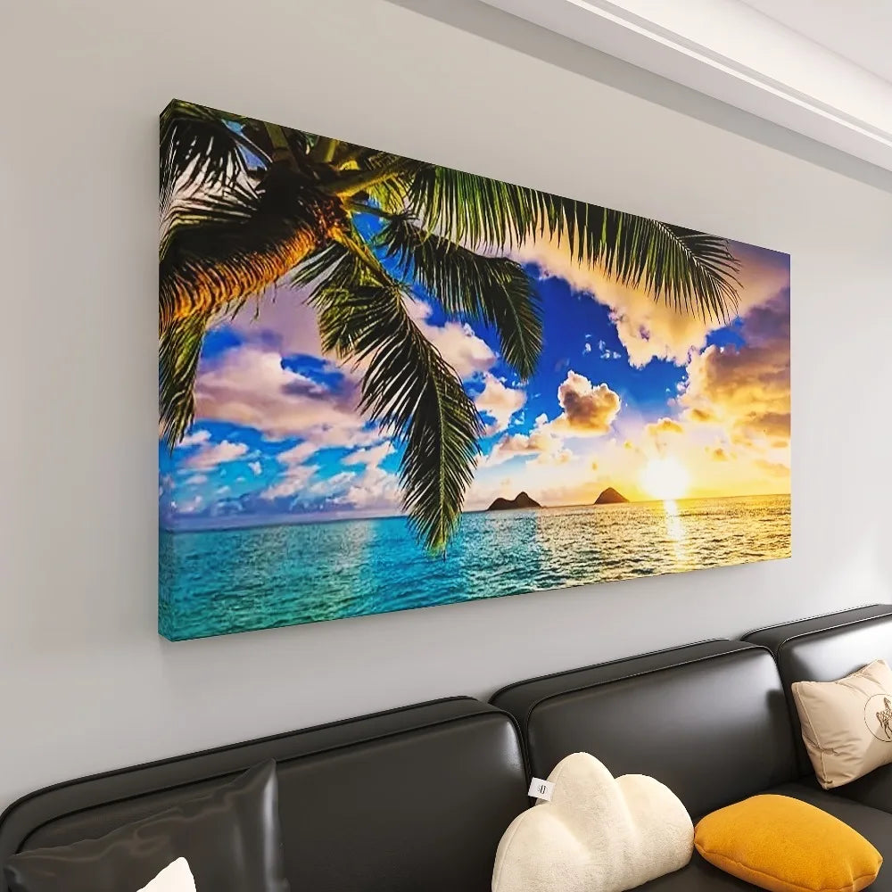 Sunset Beach Canvas Print Ocean Landscape One And A Half Inch Thick Seaside