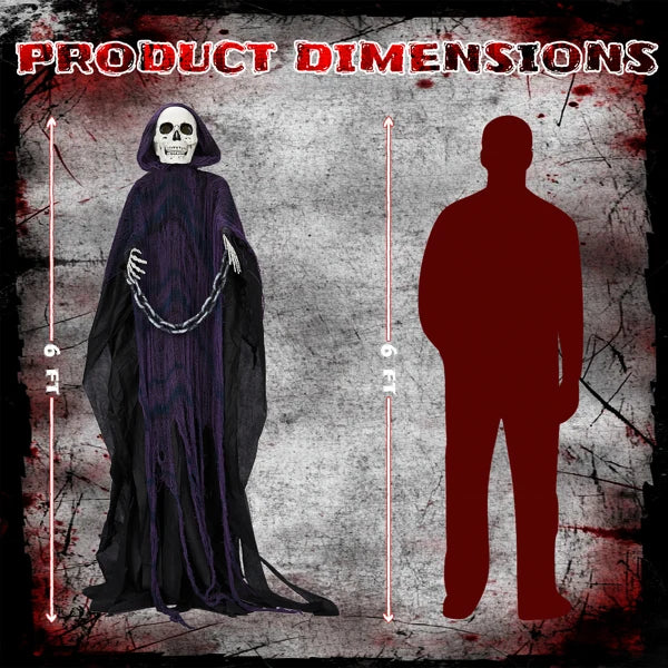 Life Size Grim Reaper Animatronic 6ft Decoration With Sound