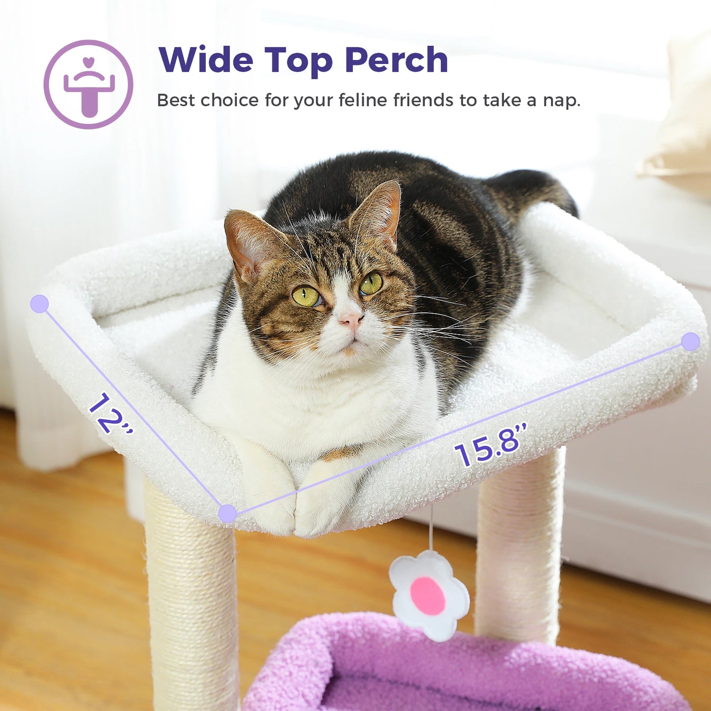Double Tier Cat Tree Tower With Cozy Condo And Wide Perch For 1 To 2 Indoor Cats