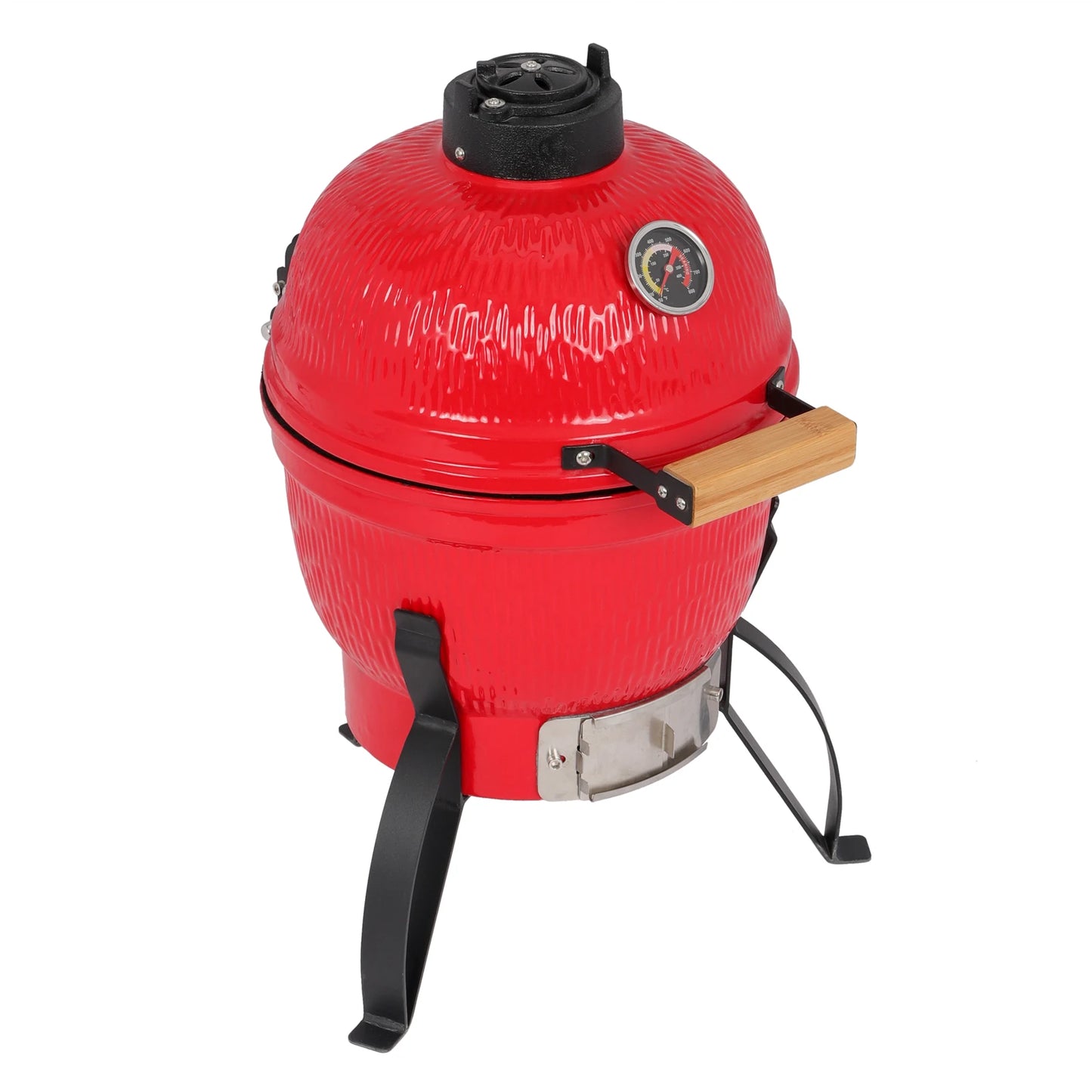 Round Kamado Charcoal Grill 13 Inch Ceramic Asador Orange Outdoor Barbecue
