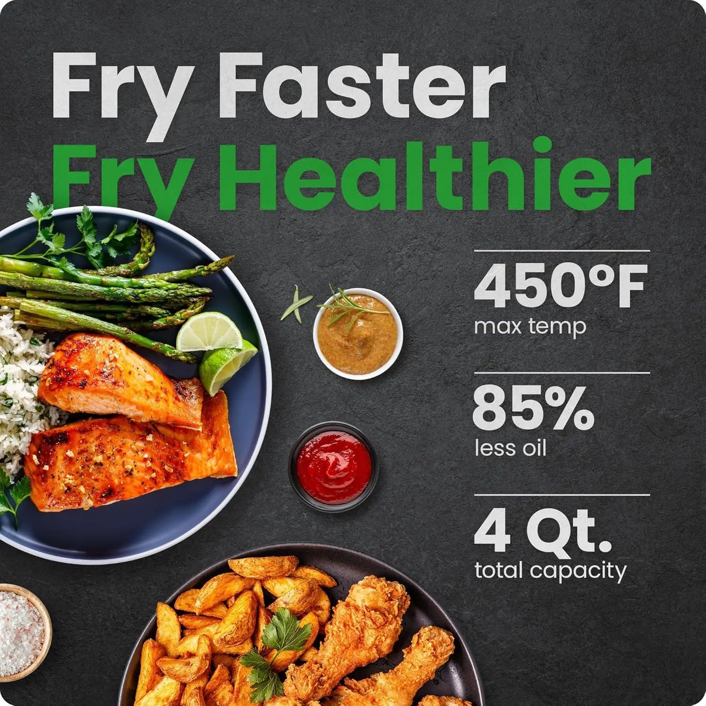 Air Fryer - 4 QT Compact Airfryer for Quick & Easy Meals in Minutes, Features Hi-Fry Technology for Extra Crisp, Touchscreen Con