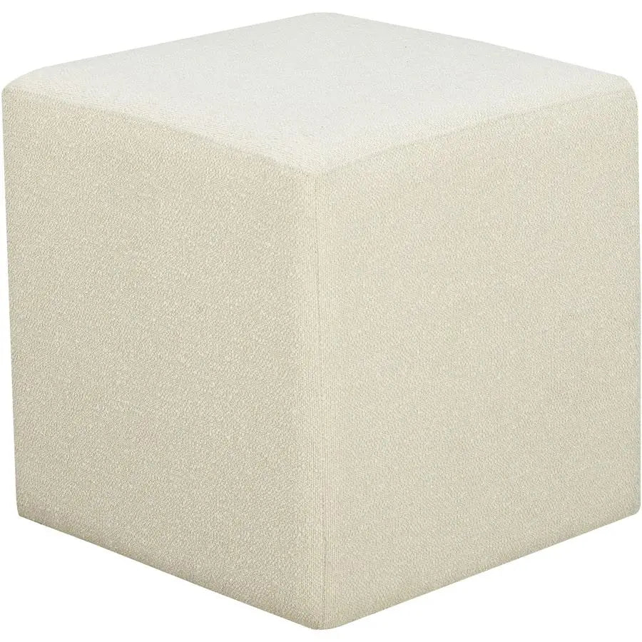 18 Inch Cube Ottoman Snow Boucle Fabric Urban Transitional Fully Assembled