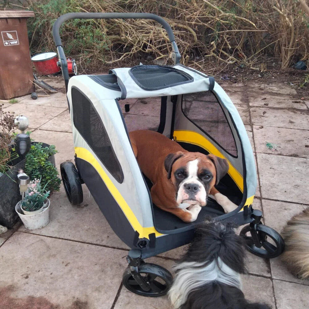 Premium 4 Wheel Dog Stroller Pram Foldable Cart for Small Medium Large Dogs