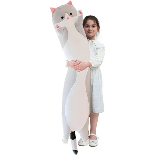 Giant Cat Pillow Plush Cartoon Kitty Sleeping Body Pillow Cuddly Soft Long Kitten Cushion Toy