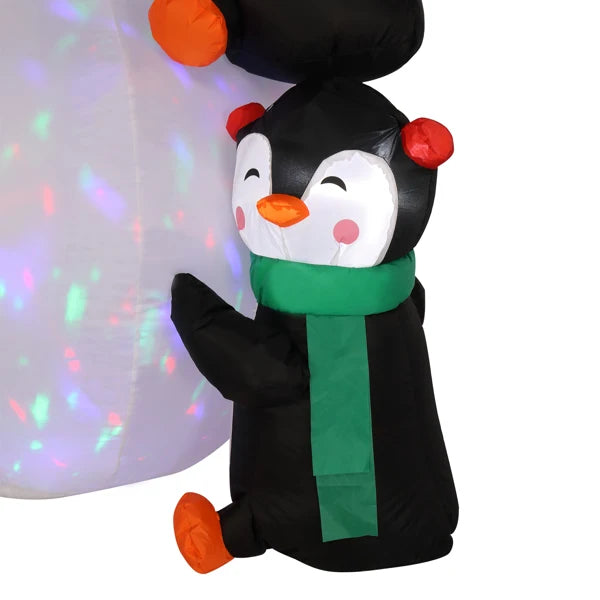 6ft Inflatable Snowman With 3 Penguins And 4 Light Strings