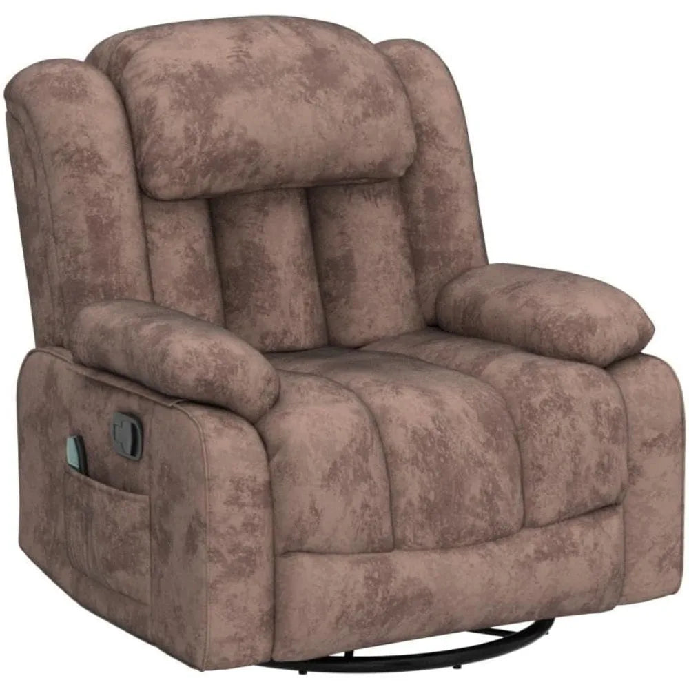 Massage Rocker Recliner With Heat And Vibration Fabric Single Sofa Heavy Duty