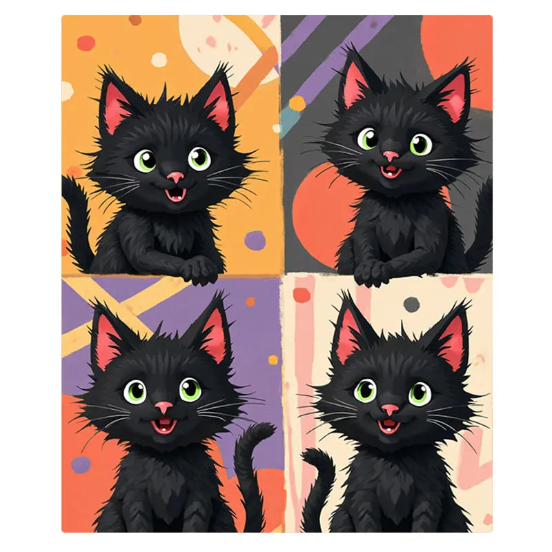 Flannel Blanket Black Cat Print Cozy Halloween Kids Decor