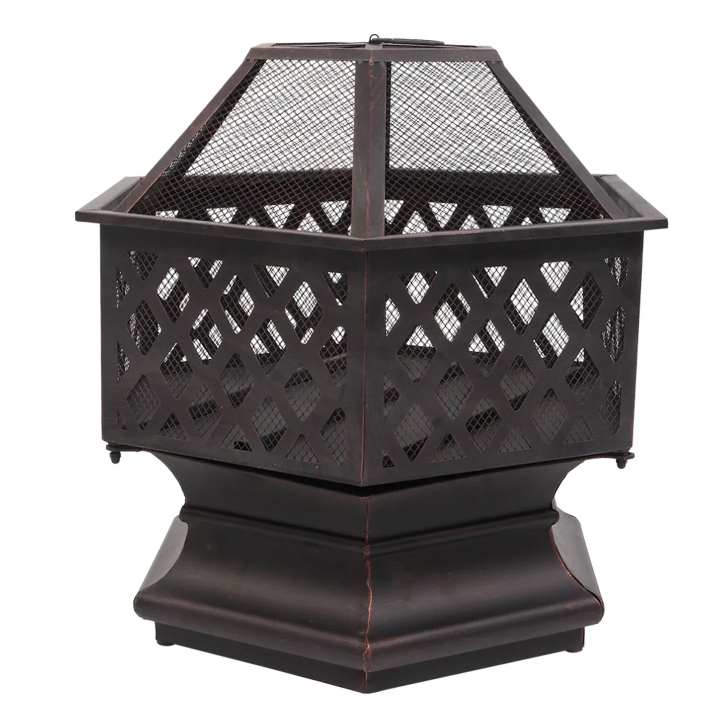 22 Inch Hexagonal Iron Brazier Wood Burning Fire Pit