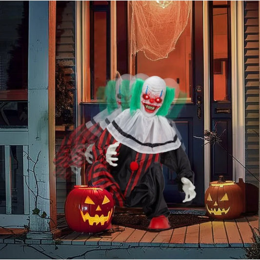 Halloween Clown 2.6ft Animatronic Shake Voice Control Decor